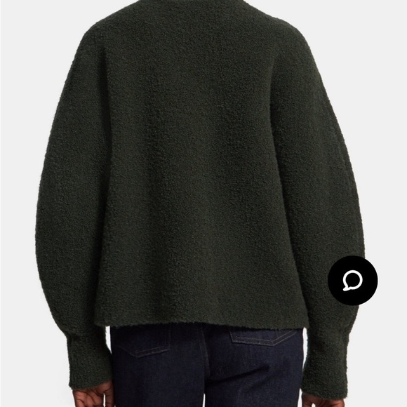 Theory Oversized Turtleneck Sweater in Wool Bouclé Green S - Picture 3 of 9